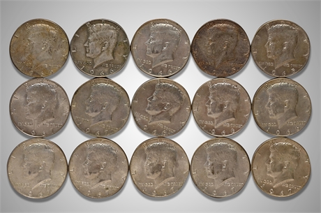 (15) 1960's Kennedy Half Dollars