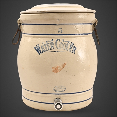 Red Wing Union 5-Gallon Stoneware Water Cooler w/ Lid & Wing Stamp