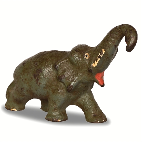 Antique Cast Iron Hand Painted Elephant