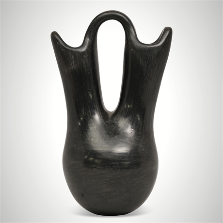 Sophie Cota Santa Clara Pueblo Black-on-Black Wedding Vase