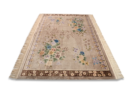 Vintage Silk Chinese Art Deco Style Carpet
