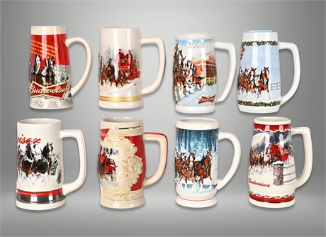 Budweiser Clydesdale Holiday Stein Collection 2007–2014 — Complete Set with COAs