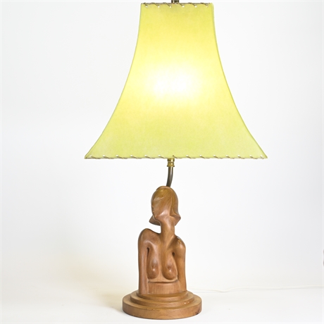 Nude Deco Carved Wood Lamp