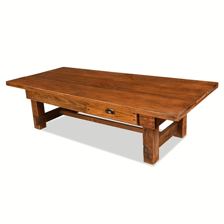 Reclaimed Workshop Pine Workbench → Cocktail / Coffee Table with Drawer