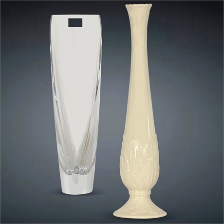 Lenox Florentine Bud Vase and Nambé Elliptical Vase