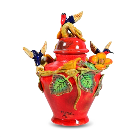 Ornate Hummingbird Cookie Jar
