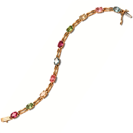 14K Gemstone Tennis Bracelet