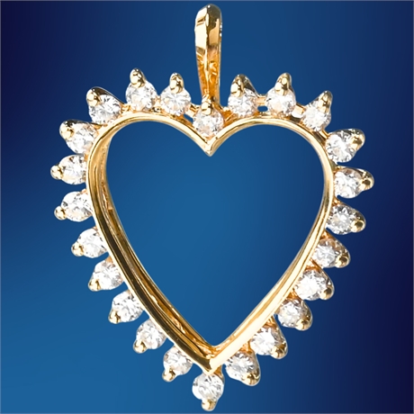 14K Diamond Heart Pendant
