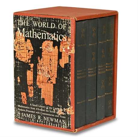 Mid 20th Century Book Box Set, "The World of Mathematics" - 4 Pieces