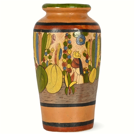 Vintage 11.5" Tlaquepaque Hand-Painted Ceramic Vase