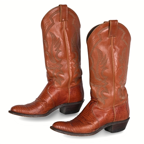 Justin Women’s Lizard Leather Western Boots J2364 – Size 7B, Made in USA