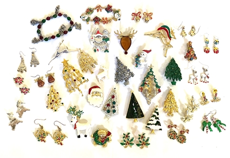 Exquisite Holiday Pin and Earring Lot