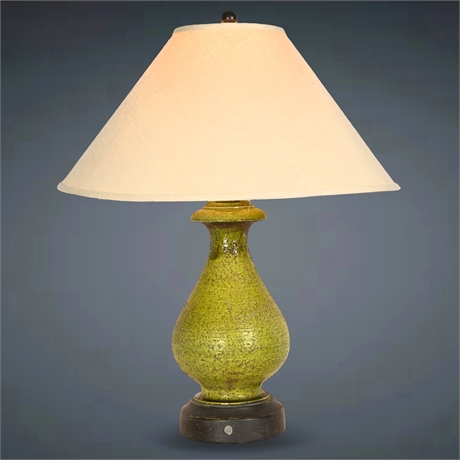 Vintage Mid-Century Modern Ceramic Table Lamp with Textured Green Finish