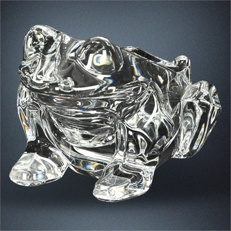 Art Vannes French Crystal Frog Dish