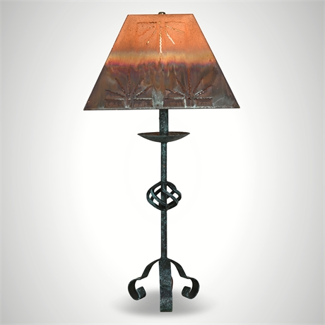 W. Kohler Lamp & Shade Co. Table Lamp — Copper Shade, Iron Base, Tucson