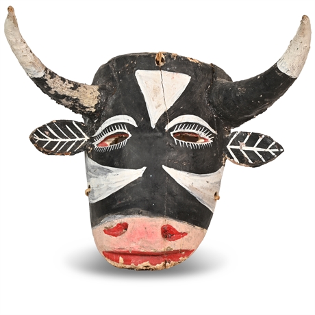 Vintage Carved Bull Mask