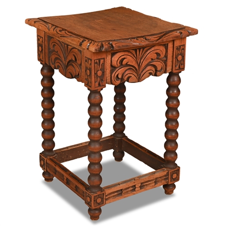 Antique Carved Colonial Style Accent Tables