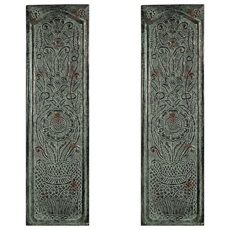 Pair Embossed Tin Decorator Panels