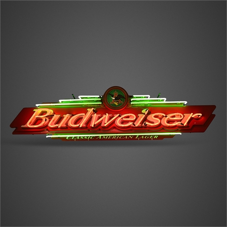 1998 Budweiser Neon Sign 59" Lighted Beer Bar Advertising Display