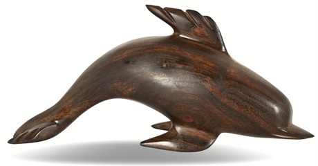 Hand-Carved Ironwood Dolphin Figurine