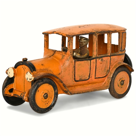 Arcade Cast Iron Sedan “Yellow Cab” No.1327, c.1923–1926, with Driver