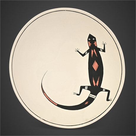 Steven Quarrell 1992 Mimbres-Style Lizard Tray, Signed #002