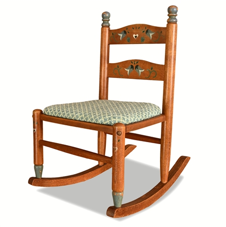 Vintage Child’s Rocker PA Dutch Folk Art Painted Wood Chair