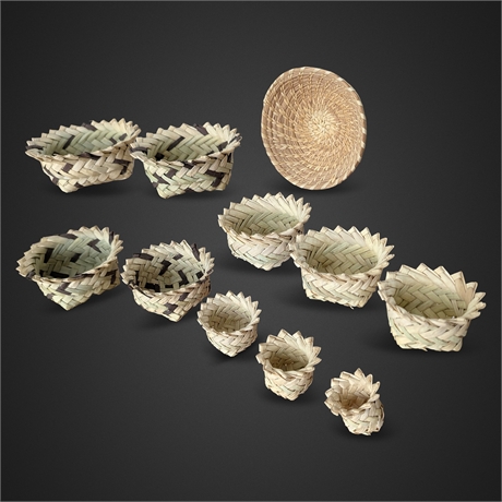 Tarahumara (Rarámuri) Pine Needle & Sotol Miniature Basket Collection, 13 Pieces