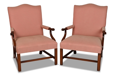 Pair Mahogany Armchairs By Hickory Furniture
