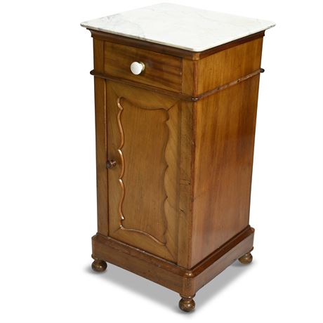 Marble Top Walnut Side Table