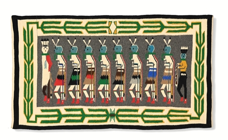 Lillian Lee Navajo Yeibichai Rug, Mexican Water, 31.5 x 53.5 in