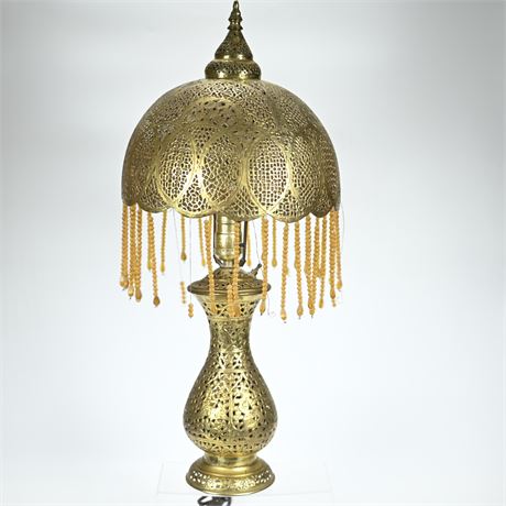 Antique Pierced Brass Lamp