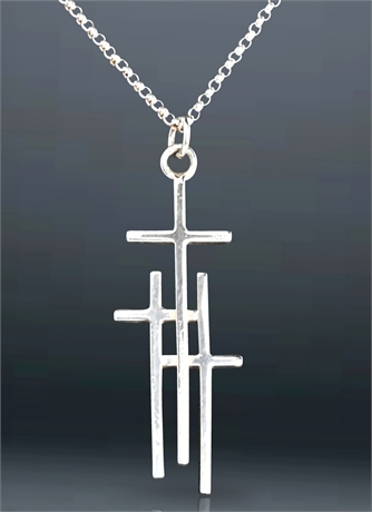 Three Crosses Sterling Silver Necklace