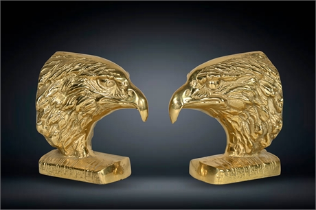 Pair Solid Brass Eagle Bookends
