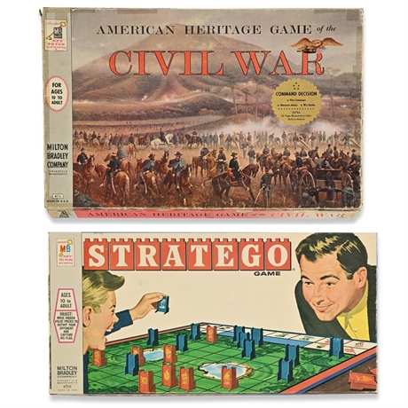American Heritage Civil War & Stratego Board Games, Milton Bradley 1961 & 1970