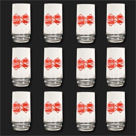 Vintage Coca-Cola “Red Diamond” Glass Set of 12 — Coke Logo, Maker Marked