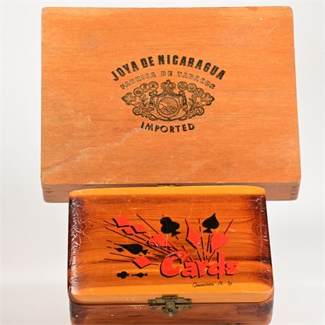 Cigar Box With Cedar Box and Playing Cards