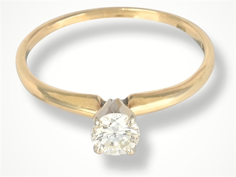 Vintage 14K Gold Solitaire Engagement Ring | .375ct Natural Diamond