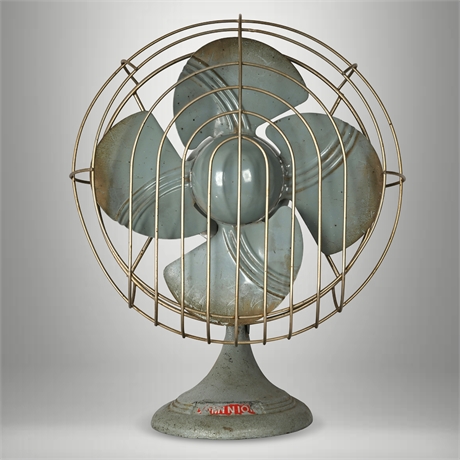 Dominion Art Deco Oscillating Desk Fan, Gray—c. 1940s–50s