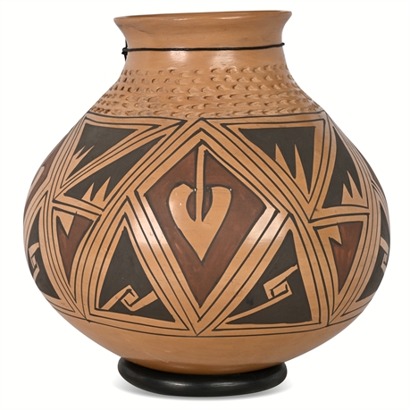 Genoveva Sandoval Signed Olla – Casa Grande Style Pottery, Geometric Design