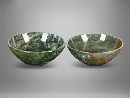 (2) 3" Moss Agate Bowls
