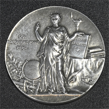 Nice Bronze Medal Cours D' Adultes 1935 by Alphee Dubois in Silver