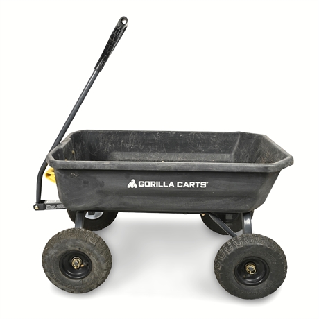 Gorilla Carts GCG-4 Poly Dump Cart — 4-Wheel Garden Utility Wagon