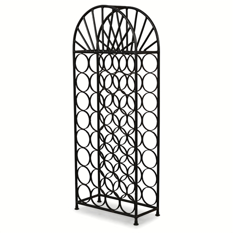 43" Mid-Century Style Black Iron Arched Wine Rack – 32 Bottle Capacity