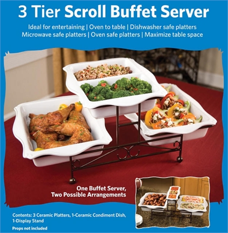 3-Tier Scroll Buffet Server