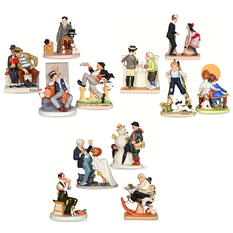 Norman Rockwell Complete Figurine set by Danbury Mint