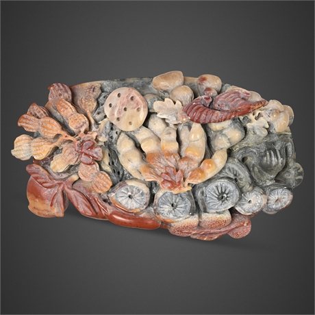 Chinese Balin Stone Fossil Reef Carving – 1193g Sculpture