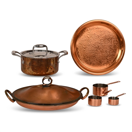 Gregorian Copper Casserole Dish and Other Copper Accessories