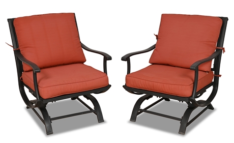 Pair Iron Rocking Patio Chairs