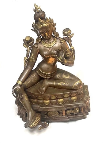 Gilt Bronze Tibetan/Nepalese Buddhist Tara Deity Statue